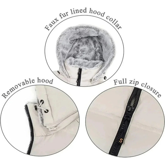 Midweight Down Puffer Warm Hooded Winter Down Jacket for Women - Picture 5 of 6